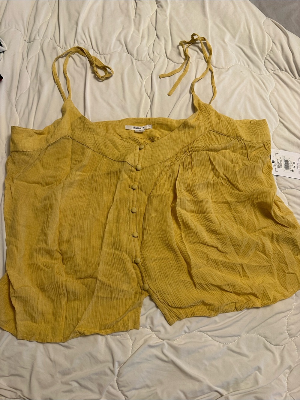 O'Neill Mustard Yellow Button-Front Cropped Cami